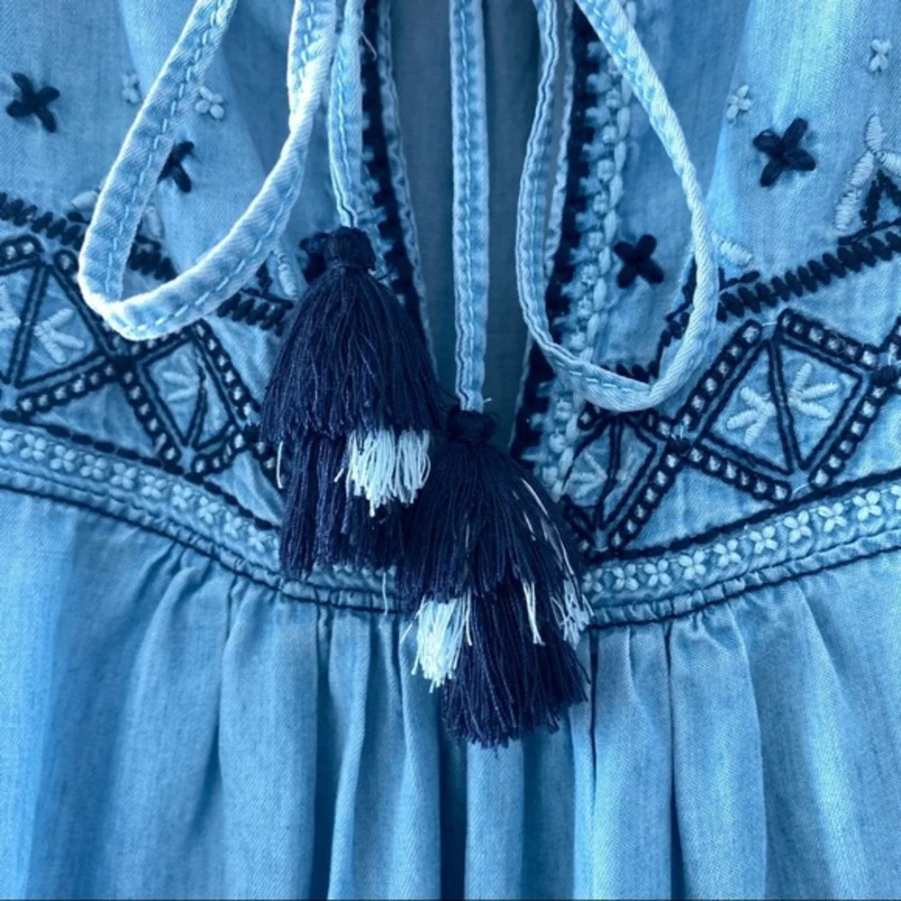 Dress Boho Hippie H&M blue 12 tassels - Picture 6 of 7